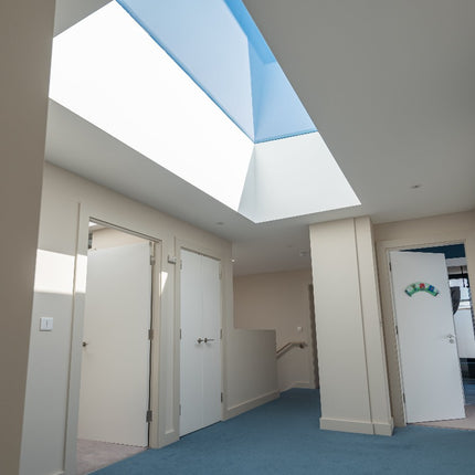 Brett Martin Flat Glass for fixing directly onto builder's upstand - internal view from inside home. Available from Gladwell Glass.