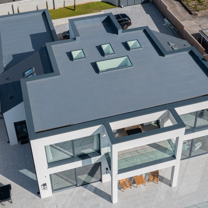 Drone shot of Brett Martin Flat Glass for fixing directly onto builder's upstand. Available from Gladwell Glass.