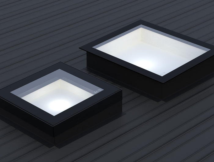 Sunview Rooflights, Framed Aluminium Skylight alongside Stepped Triple Glazed Frameless Skylight