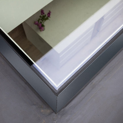 Close up of Brett Martin Flat Glass for installation directly onto builder's upstand. Available from Gladwell Glass.