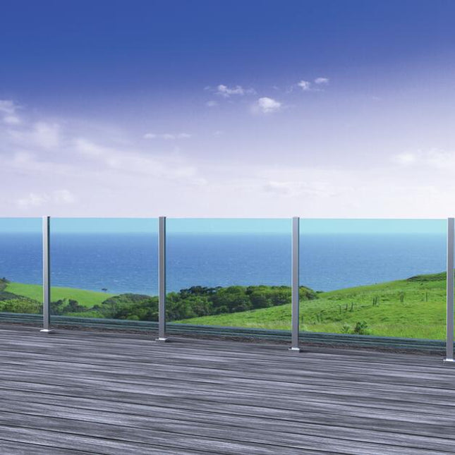 Aluminium End Post for Modular Glass Balustrade, Square, Silver Satan Anodised Smooth AR - End Post no Railing Gladwell Glass