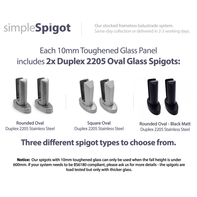 Frameless Glass Balustrade Railing Spigot System with 10mm Toughened Clear Glass - Stocked for quick delivery - Gladwell Glass