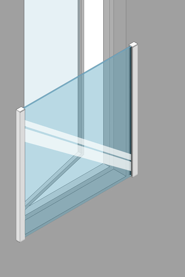 Image drawing showing a face mounted glass Juliet Balcony