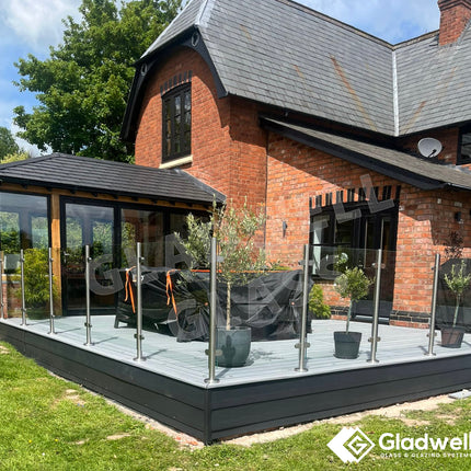 Project showing a Glass Balustrade System supplied by Gladwell Glass, featuring a glass railing with 10mm toughened glass and grade 316 posts.