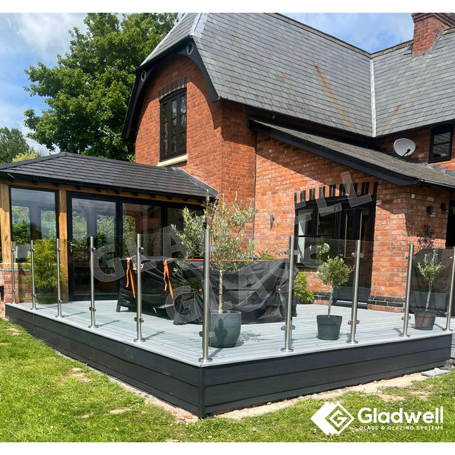 Project showing a Glass Balustrade System supplied by Gladwell Glass, featuring a glass railing with 10mm toughened glass and grade 316 posts.