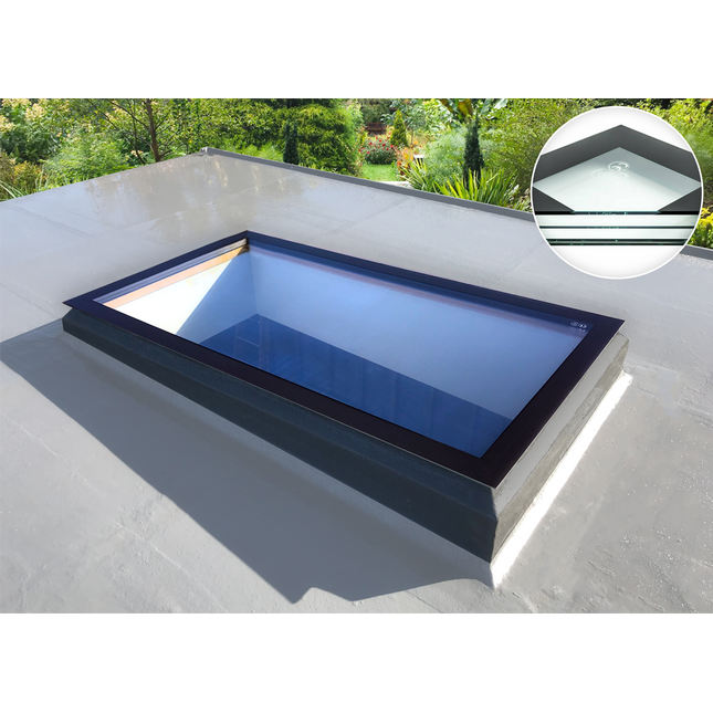 Gladwell Glass - Toughened Triple Glazed Flat Roof Skylight EOS Sunview Rooflight